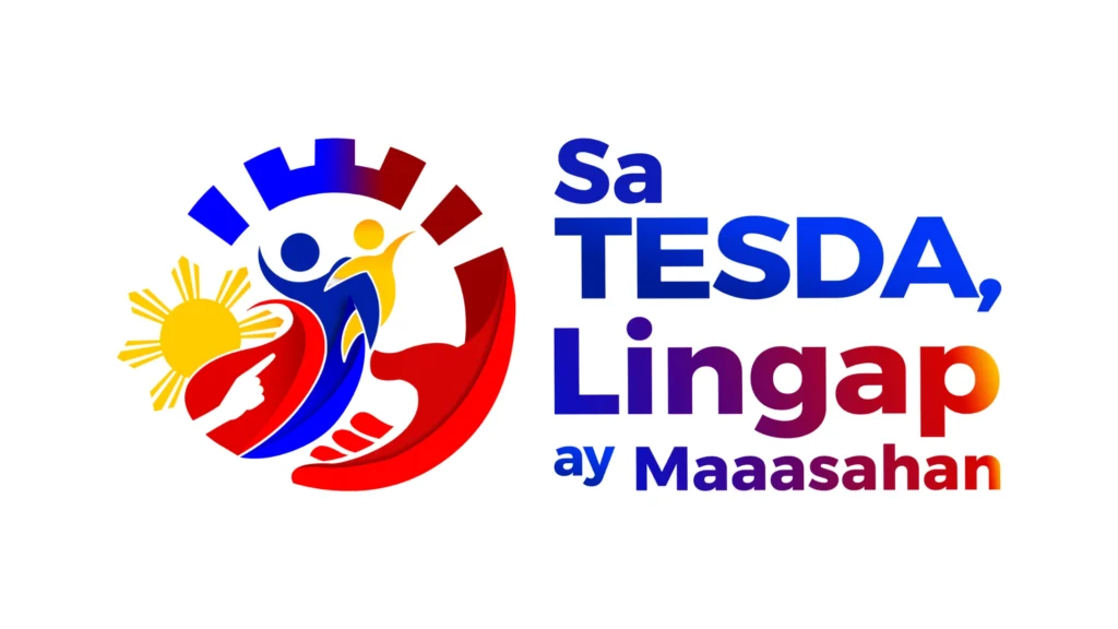 TESDA logo with taglineslogan in official presentation format